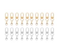 QUARKZMAN 20 Pezzi Ganci A Doppia Testa Girevoli, Fermagli Aragosta Metallici, Moschettoni A Doppio Cordino Per Creazione Gioielli, Portachiavi, Borse, DIY Artigianato, White K, KC-Gold