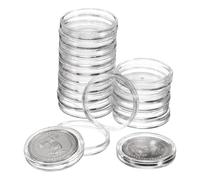 QUARKZMAN 20 Piezas 26mm Portamonedas de Plata, Tapas de Cápsulas de Monedas de Plástico Acrílico Transparente Contenedor de Suministros de Colección de Monedas Redondas