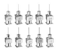 QUARKZMAN 20 Piezas Agujas De Dosificación De Acero Inoxidable Calibre 19/20/21/22/23/24/25/26/27/28 Tubo De Aguja De Metal Punta obtuso Conector Luer Para Líquidos Espesos Tinta Pegamento