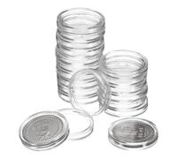 QUARKZMAN 20 Piezas de 23mm Portamonedas de Plata, Tapas de Cápsulas de Monedas de Plástico Acrílico Transparente Contenedor de Suministros de Colección de Monedas Redondas