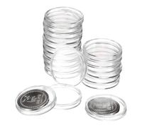 QUARKZMAN 20 Piezas de 27mm Portamonedas de Plata, Tapas de Cápsulas de Monedas de Plástico Acrílico Transparente Contenedor de Suministros de Colección de Monedas