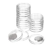 QUARKZMAN 20 Piezas de 39mm Portamonedas de Plata, Tapas de Cápsulas de Monedas de Plástico Acrílico Transparente Contenedor de Suministros de Colección de Monedas Redondas