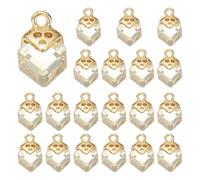 QUARKZMAN 20 Piezas De Colgantes De Cristal De Estrás Rhinestone Cubic Zirconia Cuadrados Suministros Para Manualidades Fabricación Brazalete Collar Pendiente Aretes Accesorios DIY Beige
