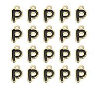 QUARKZMAN 20 Piezas De Dijes De Letras, Dije De Letra P Inicial De Alfabeto En Aleación Con Anillo De Salto Para Hacer Pulseras Collares Colgantes Para Fabricación De Joyería Manualidades