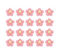 QUARKZMAN 20 piezas de parches de flores de crochet para coser, 45 x 45 mm de apliques florales de algodón lechero hechos a mano, rosa melocotón y amarillo