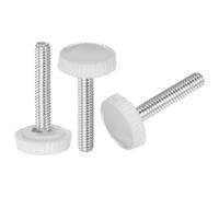 QUARKZMAN 20 Piezas de Perillas Moleteadas de Rosca Macho M4 X 30 mm, Perillas de Sujeción de Tornillo de Pulgar, Agarre de Perillas de Plástico con Espárrago Roscado, Blanco