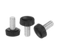 QUARKZMAN 20 Piezas de Perillas Moleteadas de Rosca Macho M6 X 12 mm, Perillas de Sujeción de Tornillo de Pulgar, Agarre de Perillas de Plástico con Espárrago Roscado, Negro