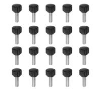QUARKZMAN 20 piezas de Pomos de sujeción moleteados Tornillos de pulgar M6 x 10 mm Rosca macho métrica Cabeza plástico mate de 16 mm Perno de acero inoxidable 304 Manija, negro