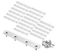 QUARKZMAN 20 Piezas De Soporte Recto 3.8" X 0.6" Soportes De Fijación Planos De Acero Inoxidable Placa De Refuerzo Conector De Esquina Con 80 Tornillos Para Estructura De Cama Plateado