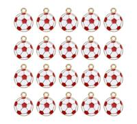 QUARKZMAN 20 Piezas Encanto De Fútbol 16.5x13mm Aleación Esmalte Colgante Pequeño Y Lindo Al Por Mayor Para Hacer Joyería Llavero Collar Pulseras Accesorios DIY, Rojo