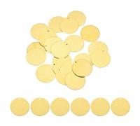 QUARKZMAN 20 Piezas Etiquetas de Latón Redondas en Blanco para Estampar de 25 mm/0.98" para Manualidades Decoración de Colgantes Agujero de un Solo Lado de 1.5 mm/0.06" Amarillo