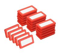 QUARKZMAN 20 Piezas Portaetiquetas Magnéticos, 1.6 X 0.8 Pulgadas Portatarjetas Datos Con Tarjetas Papel Películas Protectoras Para Estante Pizarra Blanca Caja Herramientas Gabinete, Rojo