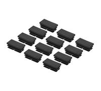 QUARKZMAN 20 x 40mm Rectángulo Tubo Inserción x 12uds Plástico Extremo Tapa Cubiertas para Muebles Reemplazo, [Negro]