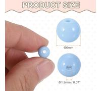 QUARKZMAN 200 cuentas redondas de acrílico azul crema de 6 mm de diámetro y 1,9 mm de agujero, de resina plástica, lisas, sueltas, para hacer joyas, pulseras, collares, bricolaje.