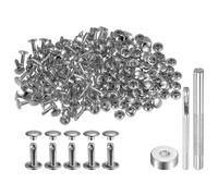 QUARKZMAN 200 Juego Cuero Remache 12 x 8 mm Remaches de Metal de Doble Tapa Broches de Presión Sujetadores con 3 Herramientas de Instalación para Cuero Manualidades Tono Plateado