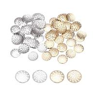 QUARKZMAN 200 Pcs Base Para Broche, 14mm Broches Bouquet Bases Para Abalorios Agujeros Traseros Bandeja Redonda En Blanco Cuentas Para Montaje Para Manualidades DIY Suministros, Oro K/Rodio