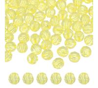 QUARKZMAN 200 Pcs Cuentas Acrílicas Redondas Facetadas 10mm Cuentas Espaciadoras De Cristal Sueltas Para Pulseras Collares Llaveros Manualidades DIY Fabricación De Joyería Amarillo Limón