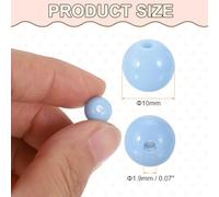 QUARKZMAN 200 pcs Cuentas Redondas De Acrílico Color Crema Azul 10mm Diámetro 1.9mm Agujero Bolas Lisas De Resina Plástica Cuentas Sueltas Para Hacer Joyería Pulseras Collares Aretes DIY