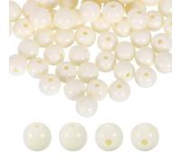 QUARKZMAN 200 pcs De Cuentas Redondas De Acrílico Color Blanco Cremoso 10mm Diámetro 1.9mm Agujero Bolas Lisas De Resina Plástica Cuentas Sueltas Para Hacer Joyería Pulseras Collares