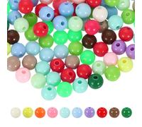 QUARKZMAN 200 pcs De Cuentas Redondas De Acrílico En Colores Oscuros Aleatorios 8mm Diámetro 1.9mm Agujero Bolas De Resina Plástica Sueltas Lisas Para Hacer Joyería Collares Pendientes DIY