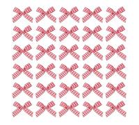QUARKZMAN 200 pcs Mini Lazo De Tela Cuadrillé De 2" Pequeños Lazos De Listón A Cuadros Para Costura Manualidades Accesorios Para El Cabello Decoración De Cajas De Regalo Fiestas Rojo/Blanco