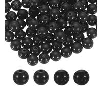 QUARKZMAN 200 Piezas De Cuentas Redondas Acrílicas Negras 10mm Diámetro 1.9mm Agujero Bolitas De Resina Plástica Lisas Cuentas Sueltas Para Hacer Joyería Pulseras Collares Arete DIY
