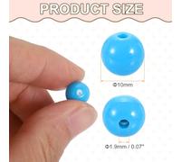 QUARKZMAN 200 Piezas De Cuentas Redondas De Acrílico Azul Claro 10mm Diámetro 1.9mm Agujero Bolitas De Resina Plástica Lisas Cuentas Sueltas Para Hacer Joyería Pulseras Collares Aretes DIY
