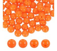 QUARKZMAN 200 Piezas De Cuentas Redondas De Acrílico Naranja 10mm Diámetro 1.9mm Agujero Bolas De Plástico Resina Sueltas Para Hacer Joyería Pulseras Collares Pendientes DIY
