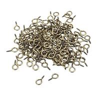 QUARKZMAN 200 uds Pequeño Tornillo Ojo Alfileres Ganchos Mini Ojales Tornillos Roscados, 6,5x13x1,2 mm Auto Tornillo roscador para Joyería Fabricación Accesorios, Bronce Tono