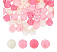 QUARKZMAN 200 Unidades De Cuentas Redondas De Acrílico Color Rosa Cremoso 10mm Diámetro 1.9mm Agujero Bolitas De Resina Plástica Lisa Cuentas Sueltas Para Hacer Joyería Collares Aretes DIY