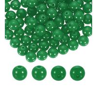 QUARKZMAN 200 Unidades De Cuentas Redondas De Acrílico Verde 10mm De Diámetro 1.9mm De Agujero Bolitas De Resina Plástica Lisas Cuentas Sueltas Para Hacer Joyería Pulseras Collares Arete DIY