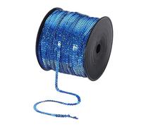 QUARKZMAN 200 Yardas Plana Lentejuelas Tira 4mm Lentejuelas Tela Paillette Lentejuelas Adorno para Manualidades Bricolaje Lentejuelas Flecos Costura Ostentoso Oscuro Azul