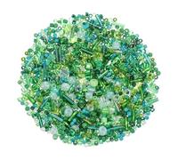 QUARKZMAN 2000Pcs Cuentas y Abalorios Cristal para Hacer Pulseras de Colores Mezclados, 2-4 mm Mini Tubo Abalorios Sueltos con Agujero Cuentas Separadoras para DIY Manualidades, Verde