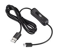 QUARKZMAN 200cm Extensión Cable x 1uds USB Macho a Micro USB Macho Adaptador Cable con ON/OFF Interruptor para Computadora y LED Escritorio Lámpara, [Negro ]