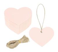 QUARKZMAN 200Pcs Etiquetas De Regalo De Papel Kraft Con Cuerda, 2.2 x 2.6 Pulgadas Etiquetas Colgantes En Blanco En Forma De Corazón Etiquetas De Papel Etiquetas De Regalo Rosadas