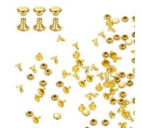 QUARKZMAN 200pcs Remaches de Cuero, 4mm Tachuelas de Sola Tapa Cabeza Redondo Corchetes de Presión Sujetadores para Reparación Decoración Artesanía Ropa Cinturones Bricolaje, Dorado