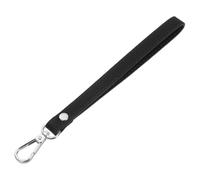 QUARKZMAN 20cm Correa de Muñeca de Cuero, Llavero de Cuero con Clip de Resorte de Asa Corta para Bolsas de Mano Accesorio para Manualidad Cámara Botella (Negro, Broche Plateado)