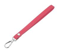 QUARKZMAN 20cm Correa de Muñeca de Cuero, Llavero de Cuero con Clip de Resorte de Asa Corta para Bolsas de Mano Accesorio para Manualidad Cámara Botella (Rojo Rosa, Broche Plateado)
