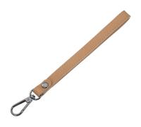 QUARKZMAN 20cm Correa de Muñeca de Cuero, Llavero de Cuero con Clip de Resorte de Asa Corta para Bolsas de Mano Accesorio para Manualidad Cámara Botella (Caqui Claro, Broche Negro)