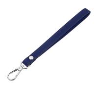 QUARKZMAN 20cm Correa de Muñeca de Cuero, Llavero de Cuero con Clip de Resorte de Asa Corta para Bolsas de Mano Accesorio para Manualidad Cámara Botella (Azul Oscuro, Broche Plateado)