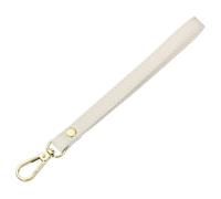QUARKZMAN 20cm Correa de Muñeca de Cuero, Llavero de Cuero con Clip de Resorte de Asa Corta para Bolsas de Mano Accesorio para Manualidad Cámara Botella (Crema, Broche Dorado)