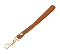 QUARKZMAN 20cm Correa de Muñeca de Cuero, Llavero de Cuero con Mini Clip de Resorte de Asa Corta para Bolsas de Mano Accesorio para Manualidad Cámara Botella (Marrón, Broche Dorado)