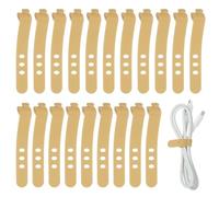 QUARKZMAN 20Pcs Bridas De Cable De Silicona, Bridas Reutilizables De Goma Con 3 Agujeros Y Hebilla De Bloqueo, Cordones Elásticos Ajustables Para Organizar, Dorado