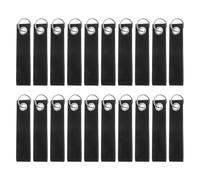 QUARKZMAN 20pcs Llavero de Fieltro Negro, Colgante Rectángulo con Anillo de Acero Inoxidable en Blanco Bricolaje Escribible para Mochila Bolsa Llave Decoración DIY, 13x3cm(L*A)