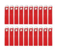 QUARKZMAN 20pcs Llavero de Fieltro Rojo, Colgante Rectángulo con Anillo de Acero Inoxidable en Blanco Bricolaje Escribible para Mochila Bolsa Llave Decoración DIY, 13x3cm(L*A)