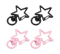 QUARKZMAN 20Pcs Llaveros En Forma De Estrella, 35 X 24mm Gancho Giratorio De Aleación De Zinc Para Manualidades DIY Y Colgantes De Bolsas, Rosa Y Negro