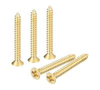 QUARKZMAN 20Pcs Per Legno In Ottone, M3 x 25mm Testa Piatta Autofilettanti Phillips Per Cerniere Porte, Mobili In Legno, Elettrodomestici