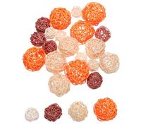 QUARKZMAN 20uds Floresero Relleno Decorativo Bolas, 2.4/2/1.6/1.2" Naranja/Beige/Marrón/Blanco Mimbre Ratán Decoración, Bolas Cuenco Rellenos para Hogar Decoración, Centro Mesa