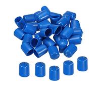 QUARKZMAN 20uds Goma Extremo Tapas Cubierta 19mm Vinilo Tornillo Rosca Protector Redondo PVC Vacío Tapas para Tornillo Perno Tubería, Azul