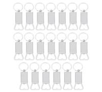 QUARKZMAN 20uds Sublimación Metal Botella Abridor Llavero, en Blanco Transferencia Sublimación Llaveros Anillos para Bricolaje Personalizado Sublimación Fotos (3.1x9.4cm)